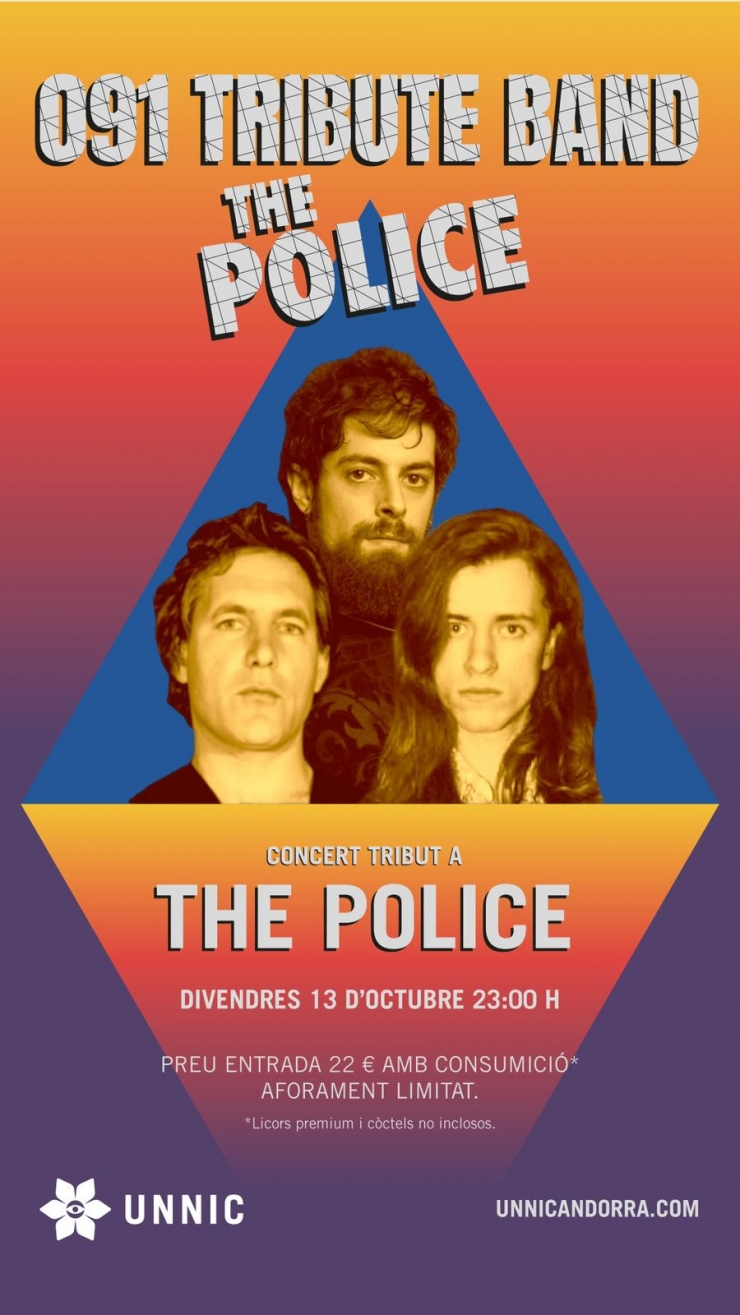 El cartell del concert tribut a The Police que tindrà lloc aquest divendres a Unnic.